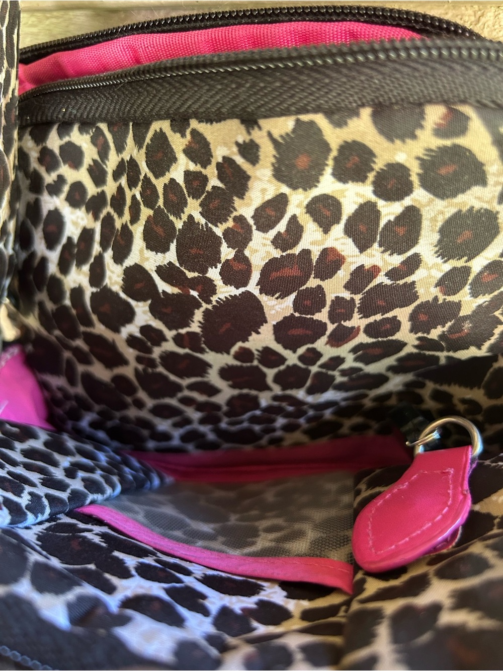 Travelon Leopard Print Crossbody Bag - Brown/Black pink lining. - Picture 4 of 8
